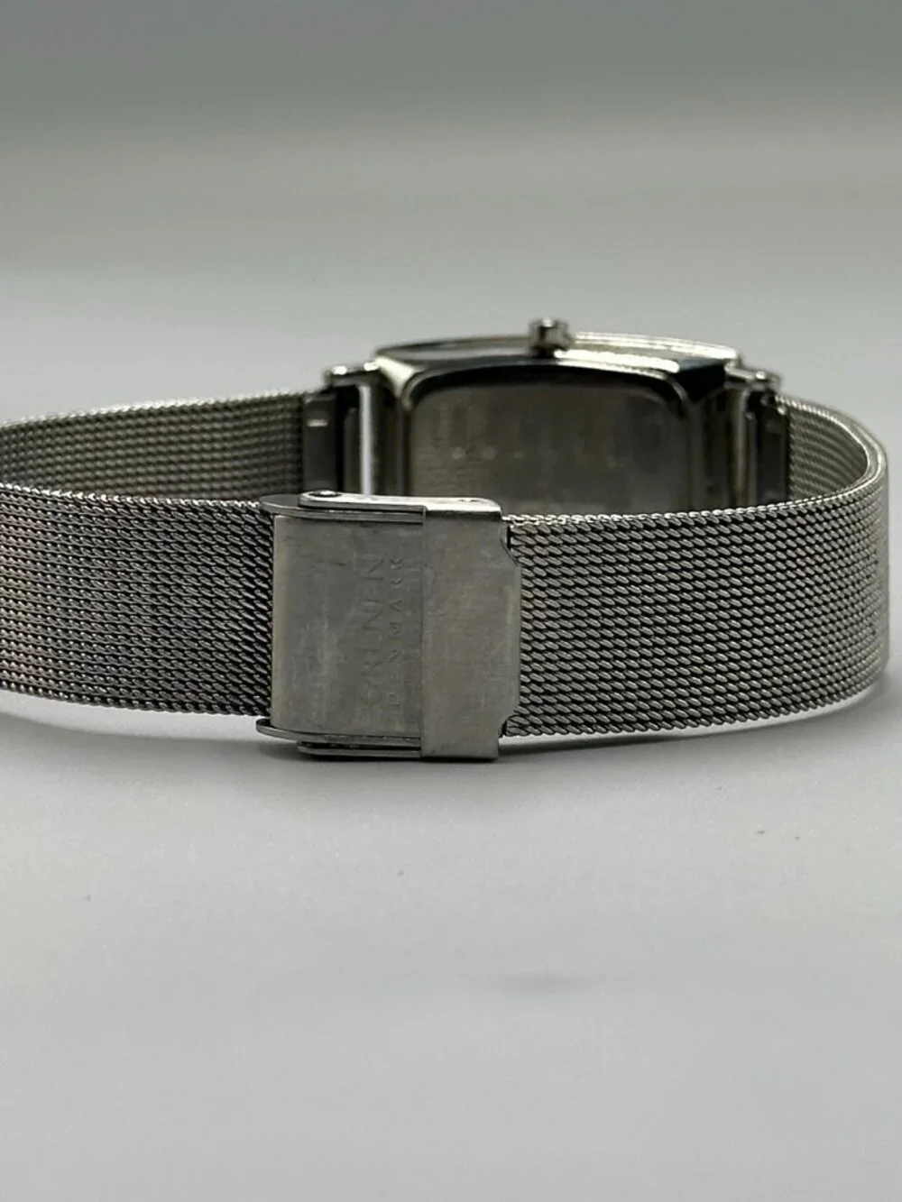 3/$30 Grenen Watch Women Silver Tone Black Dial Date Window New Battery 8.5 Inch